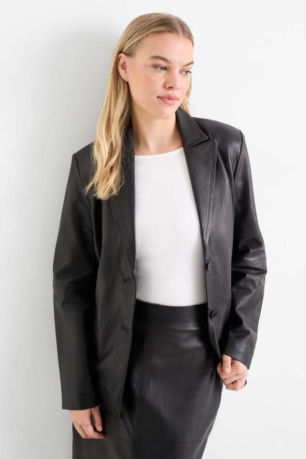 Donna - Blazer in pelle - nero