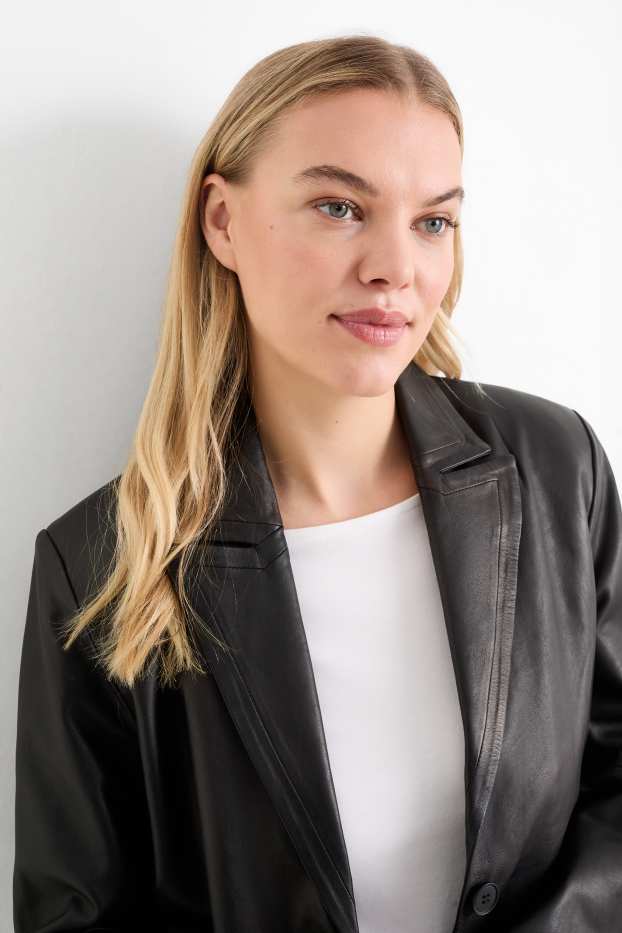 Donna - Blazer in pelle - nero
