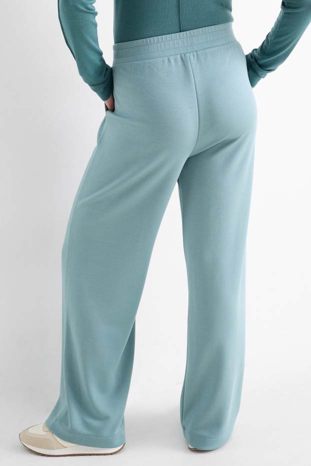 Dames - Broek van jersey - mid waist - straight fit - turquoise