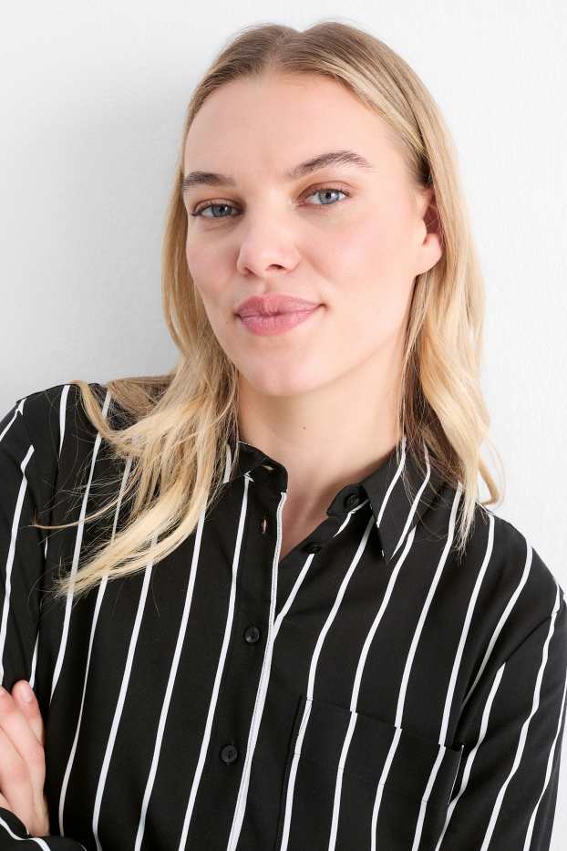 Dámské - Halenka - pruhovaná - černá