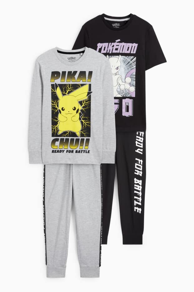 Bambini - Confezione da 2 - Pokémon - pigiama - 4 pezzi - grigio chiaro melange