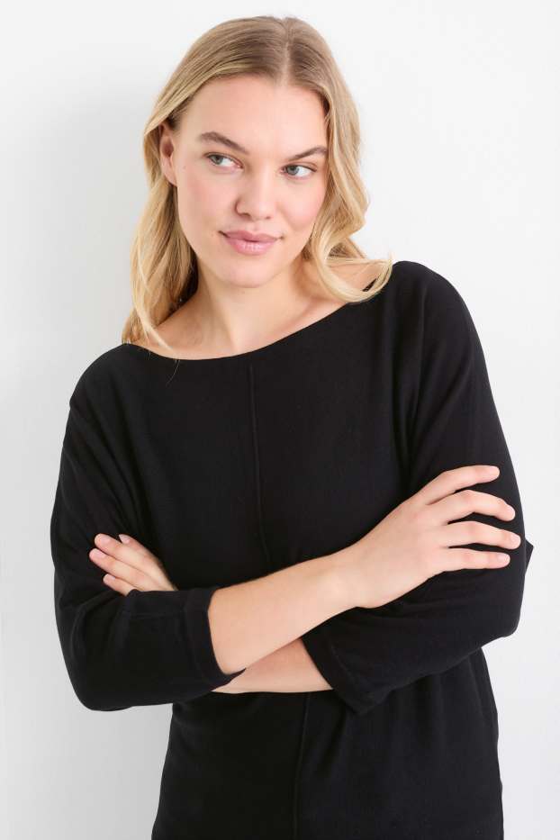 Damen - Feinstrick-Pullover - schwarz