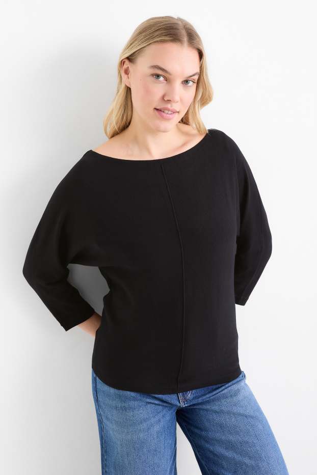 Damen - Feinstrick-Pullover - schwarz