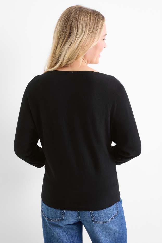 Damen - Feinstrick-Pullover - schwarz