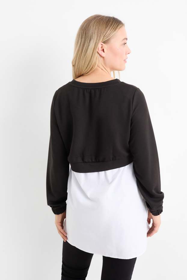 Femmes - Sweat d’allaitement - look 2-en-1 - noir / blanc
