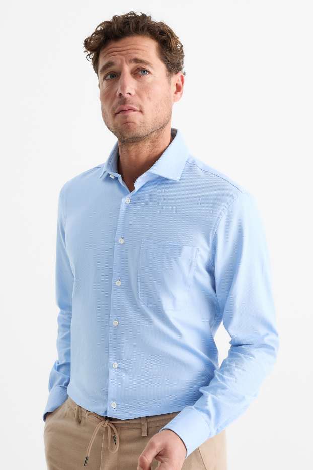 Home - Camisa formal - regular fit - cutaway - fàcil de planxar - blau clar