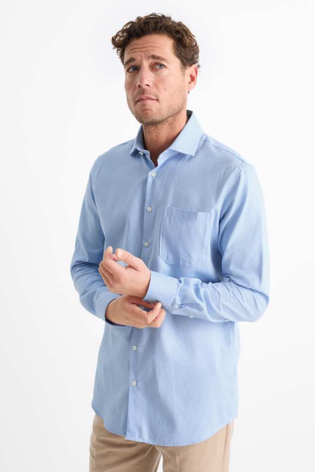 Home - Camisa formal - regular fit - cutaway - fàcil de planxar - blau clar