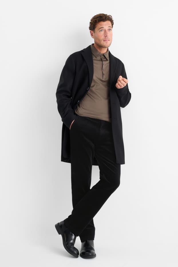 Bărbați - Pantaloni din catifea reiată - regular fit - negru
