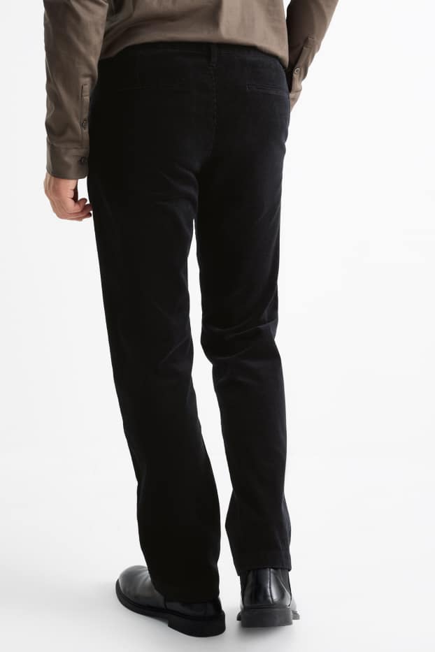 Bărbați - Pantaloni din catifea reiată - regular fit - negru