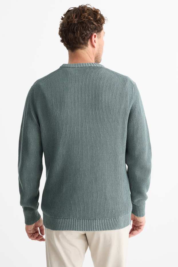 Uomo - Maglione - a coste - verde