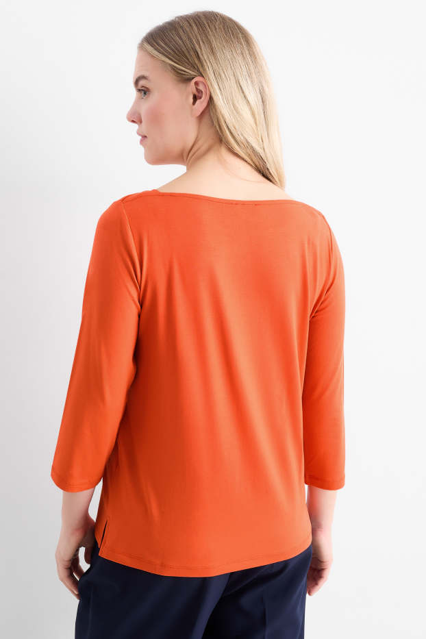 Damen - Basic-Langarmshirt - dunkelorange