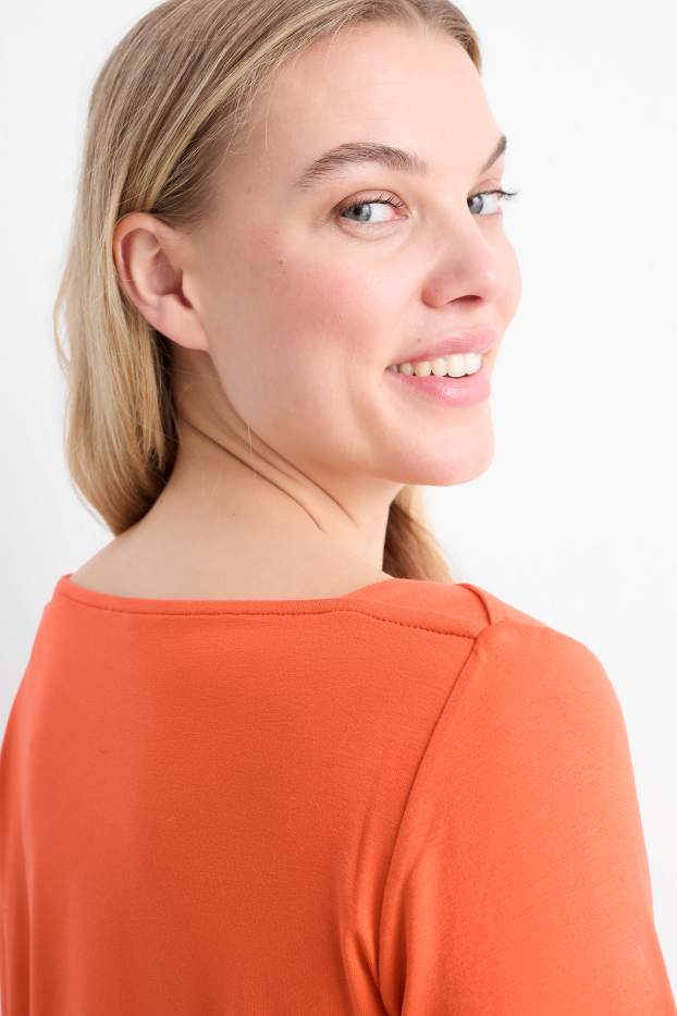 Damen - Basic-Langarmshirt - dunkelorange
