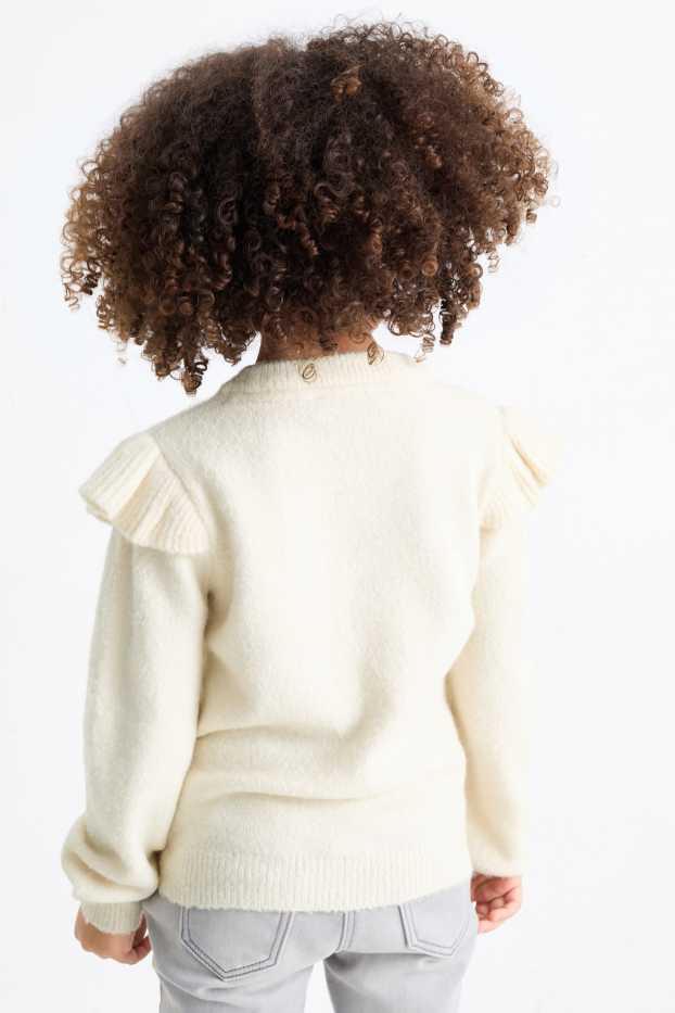 Bambine - Fiocco - maglione - effetto brillante - beige