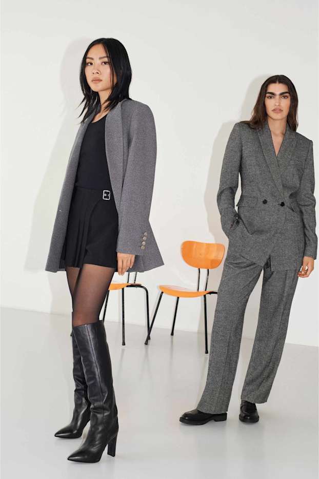 Damen - Business-Hose - High Waist - Straight Fit - Woll-Mix - dunkelgrau