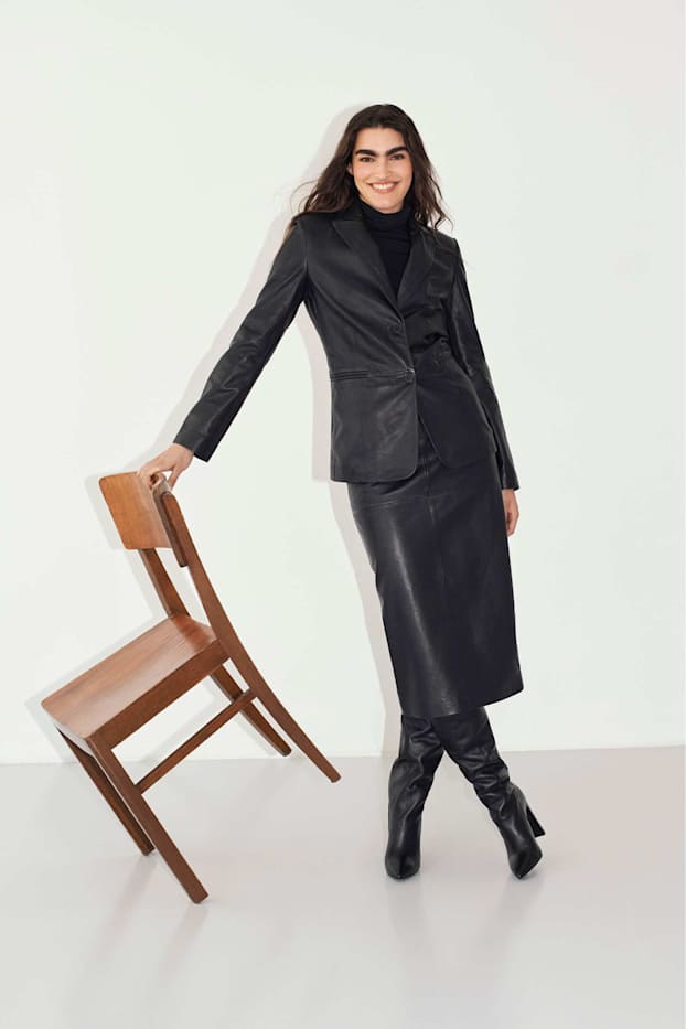 Femmes - Jupe en cuir - noir