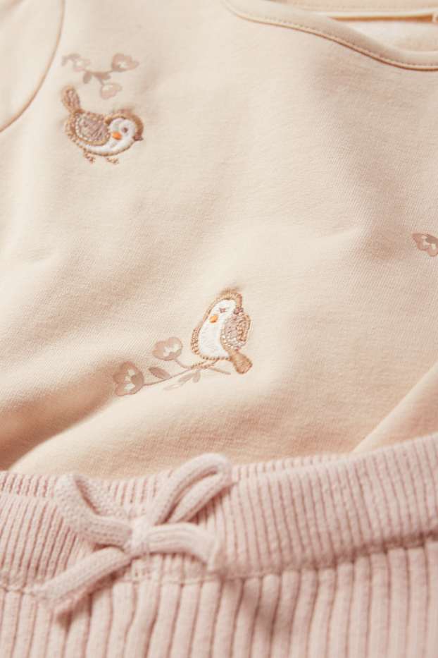 Neonate - Uccellini - completo per neonati - 2 pezzi - rosa