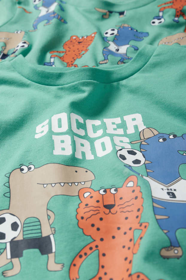 Copii - Băieți - Multipack 2 buc. - fotbal și animale - pijama - 4 piese - verde