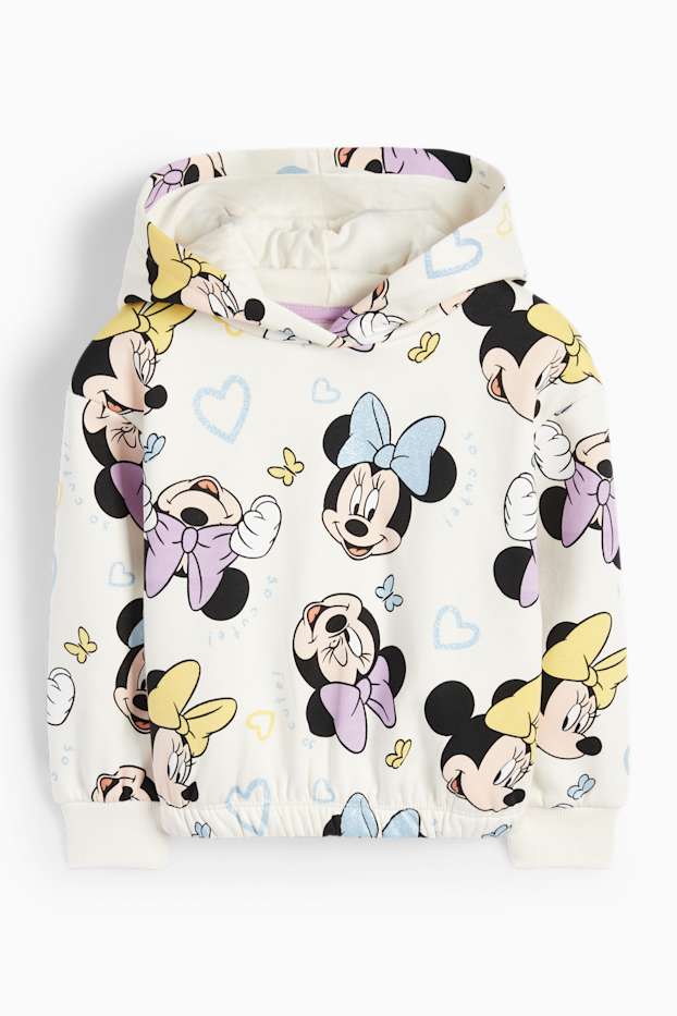 Děti - dívky - Minnie Mouse - mikina s kapucí - krémově bílá