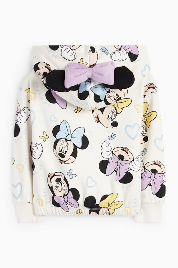 Děti - dívky - Minnie Mouse - mikina s kapucí - krémově bílá