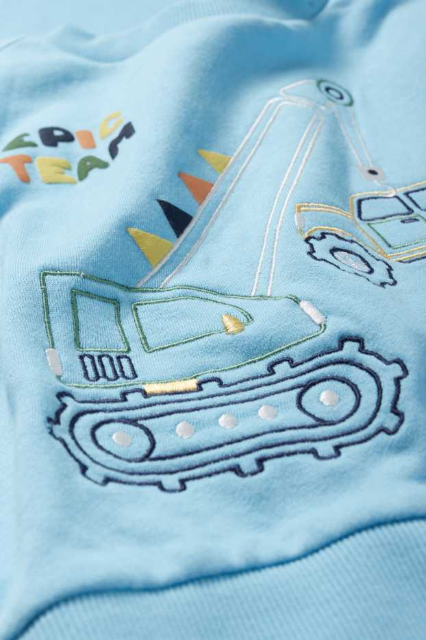 Enfants garçons - Grue et auto - sweat - bleu clair