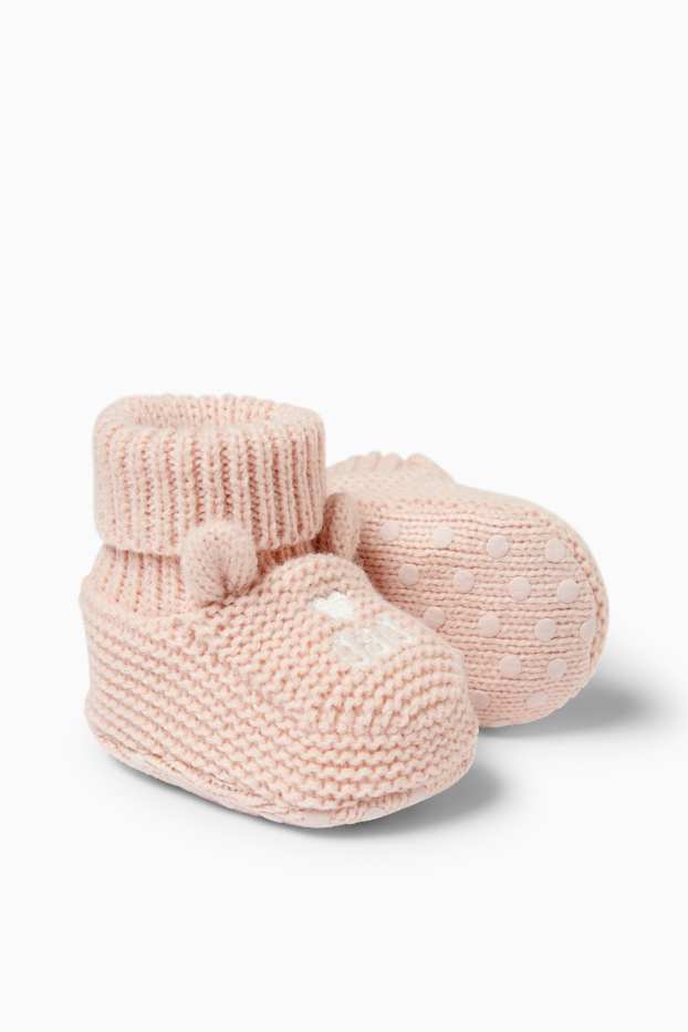 Unisexe - Mum and Dad - chaussons pour bébé - rose