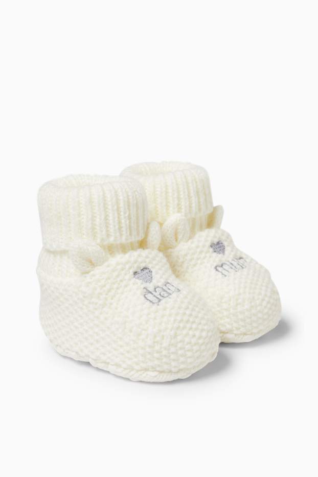 Unisex - Mum and Dad - Baby-Krabbelschuhe - cremeweiss