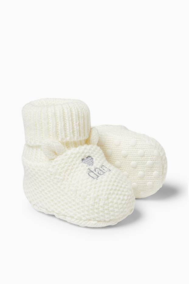 Unisex - Mum and Dad - Baby-Krabbelschuhe - cremeweiss