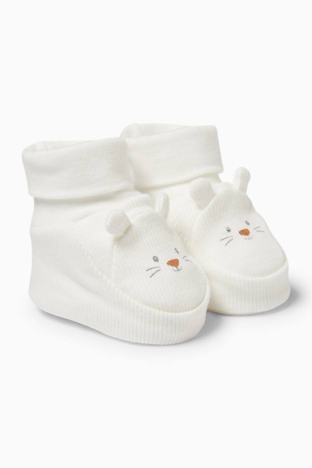 Unisex - Șoarece - pantofi premergători bebeluși - reiați - alb-crem