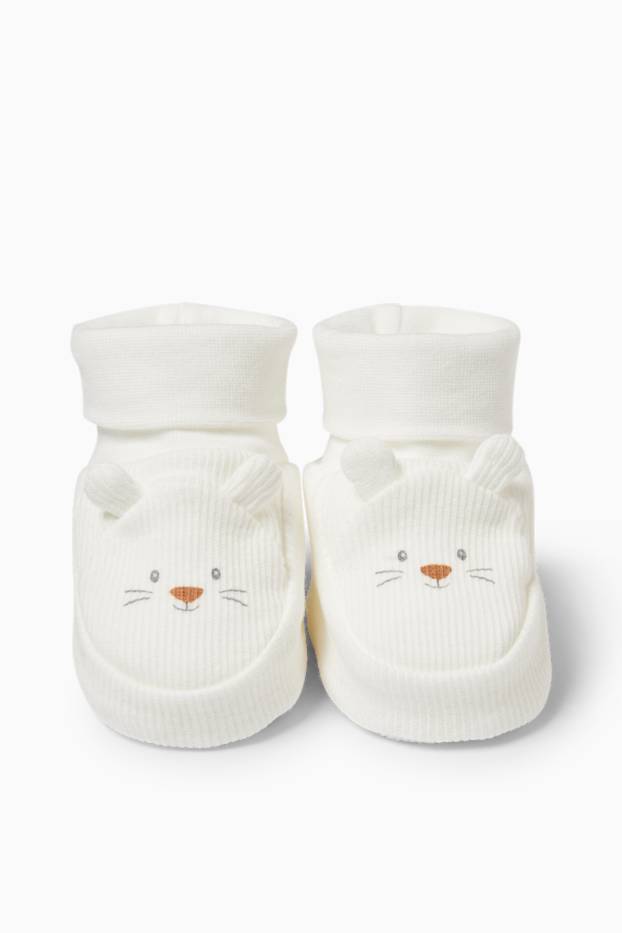 Unisex - Șoarece - pantofi premergători bebeluși - reiați - alb-crem