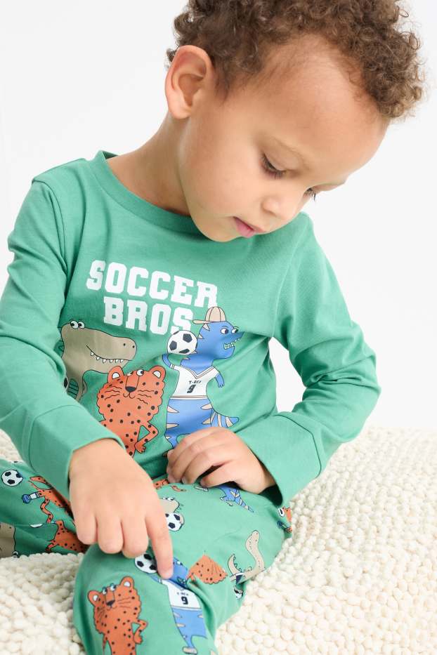 Copii - Băieți - Multipack 2 buc. - fotbal și animale - pijama - 4 piese - verde
