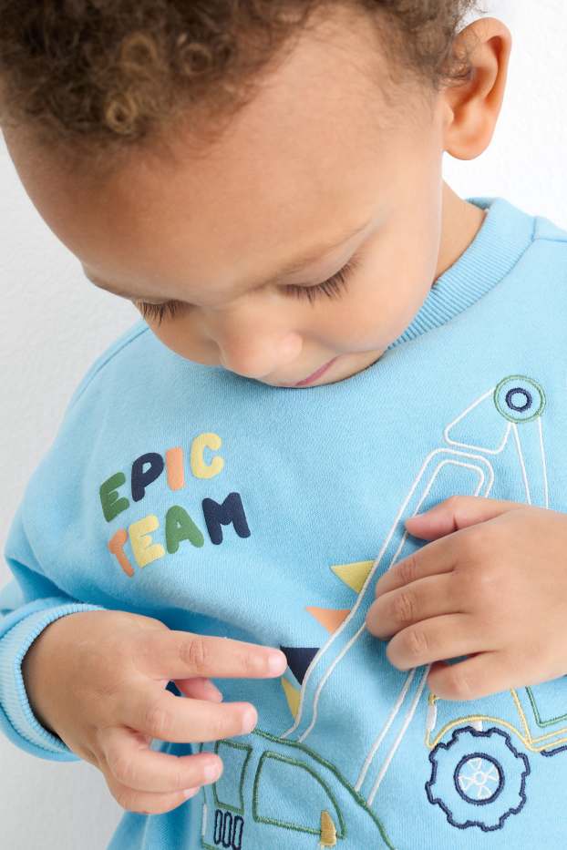 Enfants garçons - Grue et auto - sweat - bleu clair