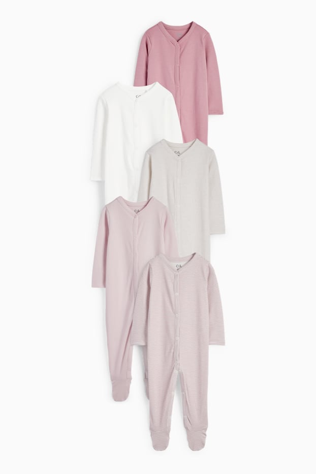 Bébés filles - Lot de 5 - pyjamas bébé - rose foncé