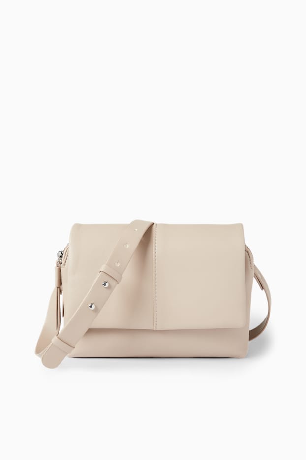 Damen - Umhängetasche - Lederimitat - hellbeige