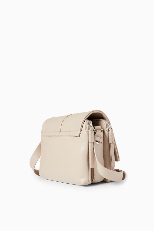 Damen - Umhängetasche - Lederimitat - hellbeige