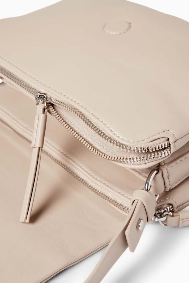 Damen - Umhängetasche - Lederimitat - hellbeige