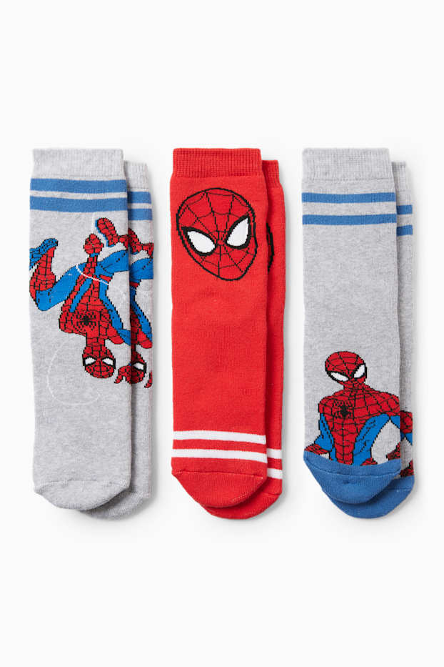 Children Boys - Multipack of 3 - Spider-Man - warm socks with motif - blue