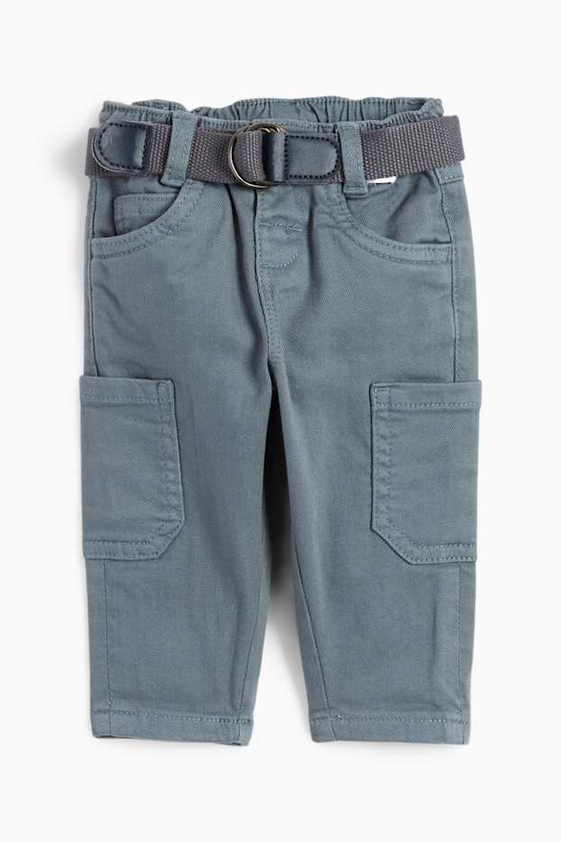 Baby Buben - Baby-Cargohose mit Gürtel - grau