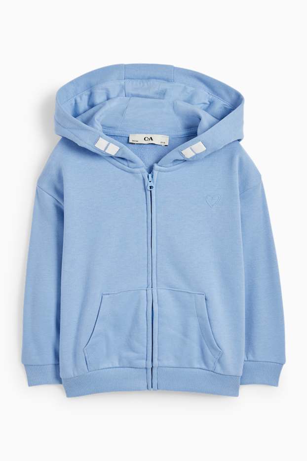 Enfants filles - Cœur - Sweat zippé en molleton avec capuche - bleu clair