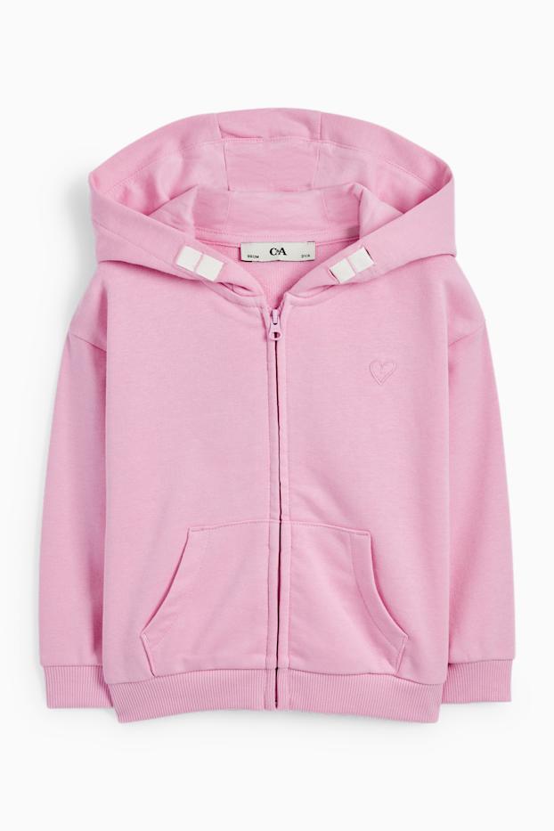 Niños: niñas - Corazón - sudadera con cremallera y capucha - fucsia