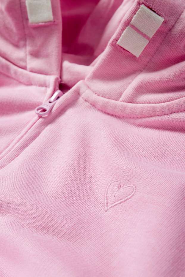 Niños: niñas - Corazón - sudadera con cremallera y capucha - fucsia