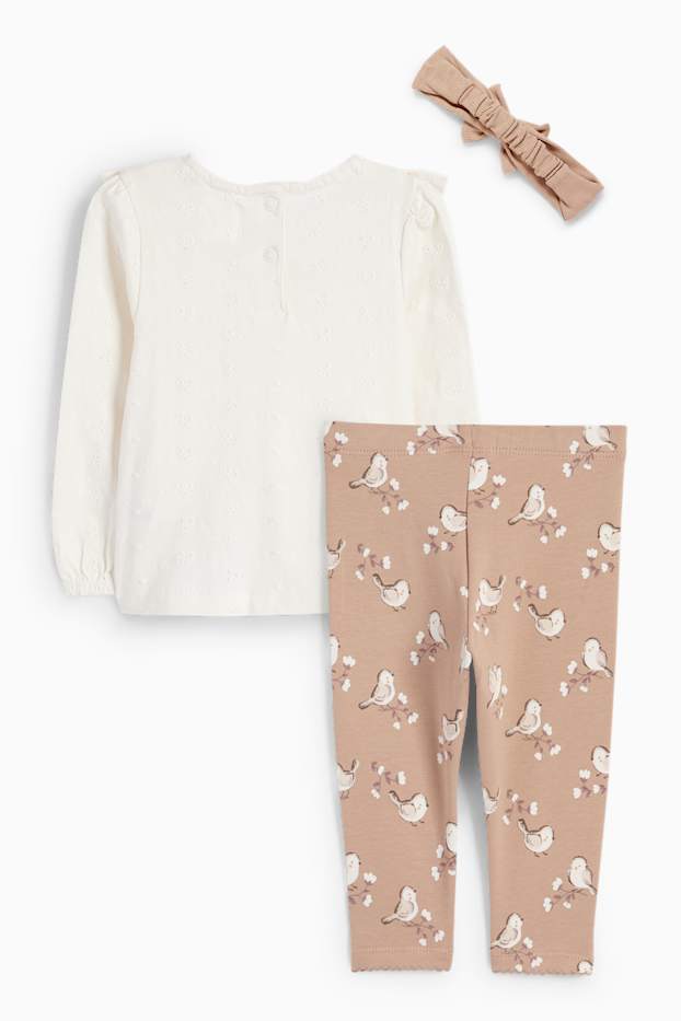 Baby Girls - Little bird - baby outfit - 3 piece - cremewhite
