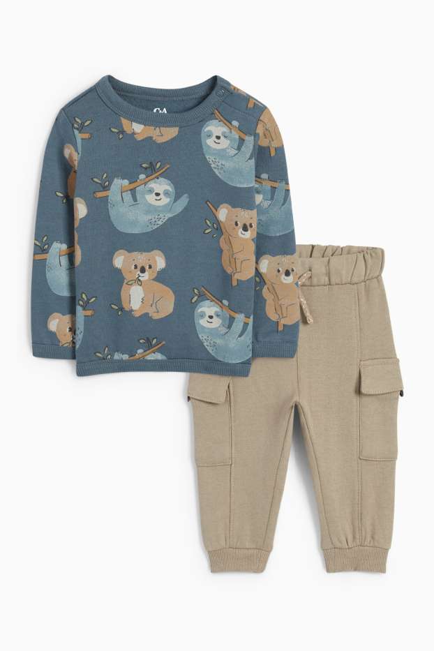Baby Jungen - Koala und Faultier - Baby-Outfit - 2 teilig - petrol