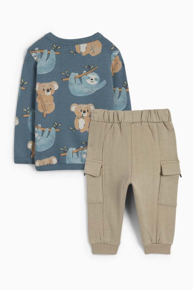 Baby Jungen - Koala und Faultier - Baby-Outfit - 2 teilig - petrol