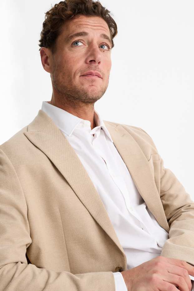 Pánské - Oblekové sako - slim fit - světle hnědá
