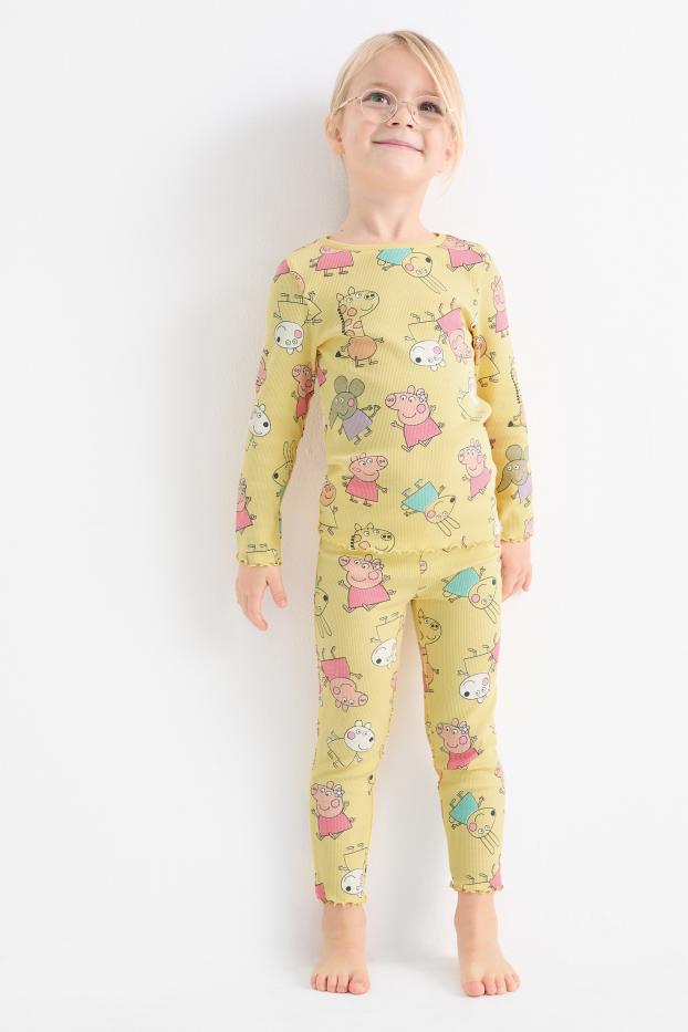 Children Girls - Peppa Pig - pyjamas - ribbed - 2 piece - yellow
