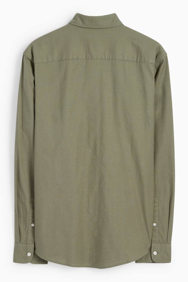 Men - Shirt - regular fit - button-down collar - green