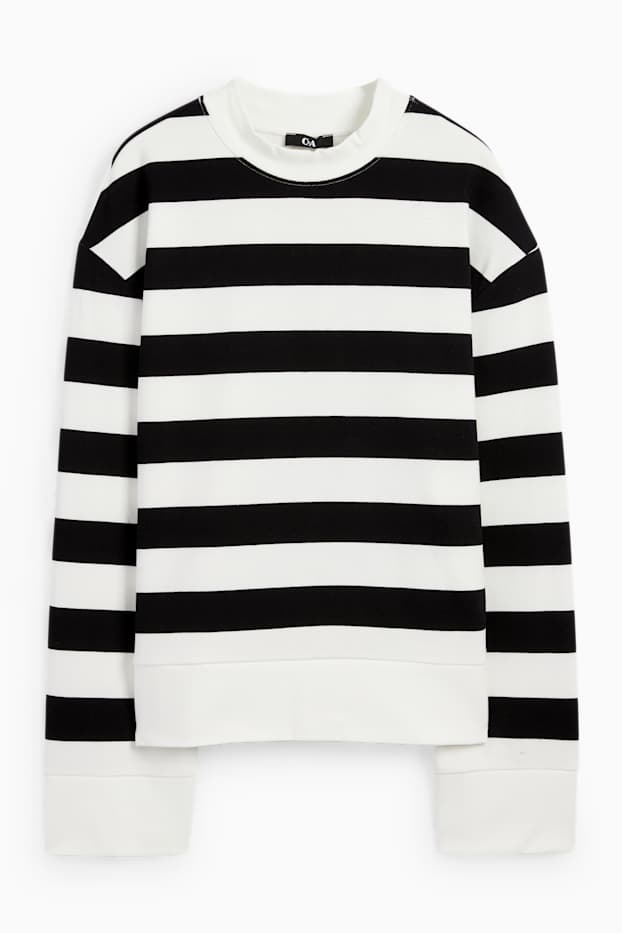 Dames - Sweatshirt - gestreept - zwart / wit