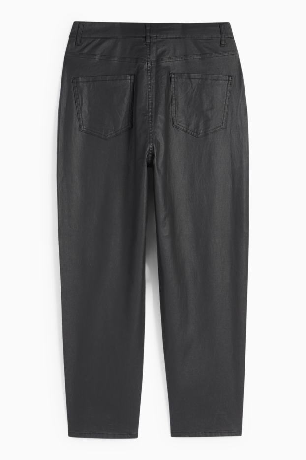 Femmes - Pantalon en toile - high waist - tapered fit - noir