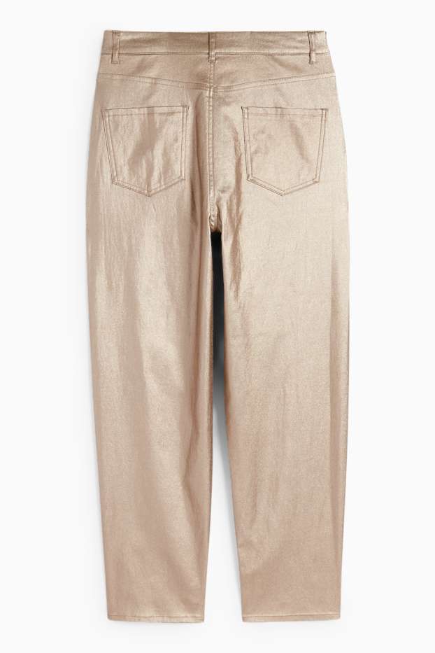 Femmes - Pantalon en toile - high waist - tapered fit - or