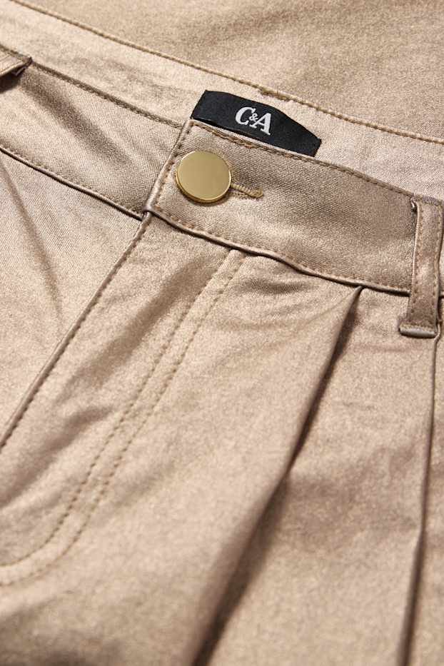 Femmes - Pantalon en toile - high waist - tapered fit - or
